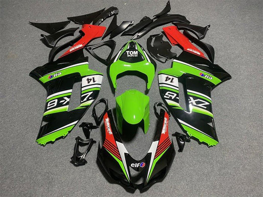 2007-2008 Black Green White Red Kawasaki ZX6R 636 Fairing Kit