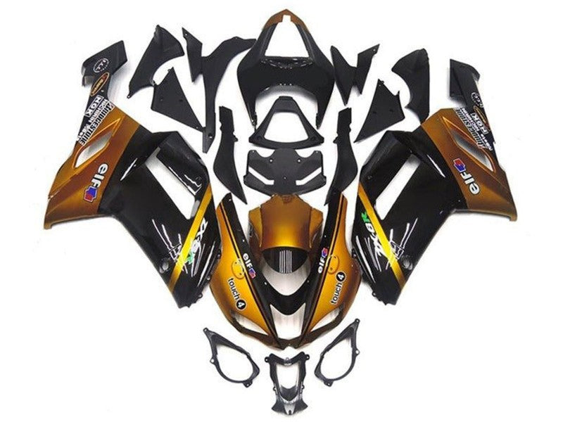 Purchase 2007-2008 Gold Black Elf Kawasaki ZX6R Motorcycle Fairings UK