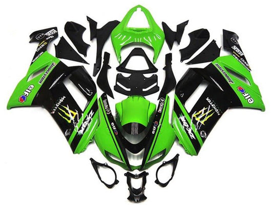 2007-2008 Green Black Monster Elf Kawasaki ZX6R 636 Fairing Kit