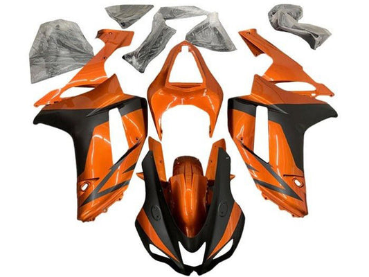 2007-2008 Orange Matte Black Kawasaki ZX6R 636 Fairing Kit