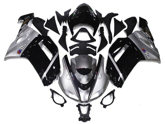 2007-2008 Silver Black Elf Kawasaki ZX6R 636 Fairing Kit