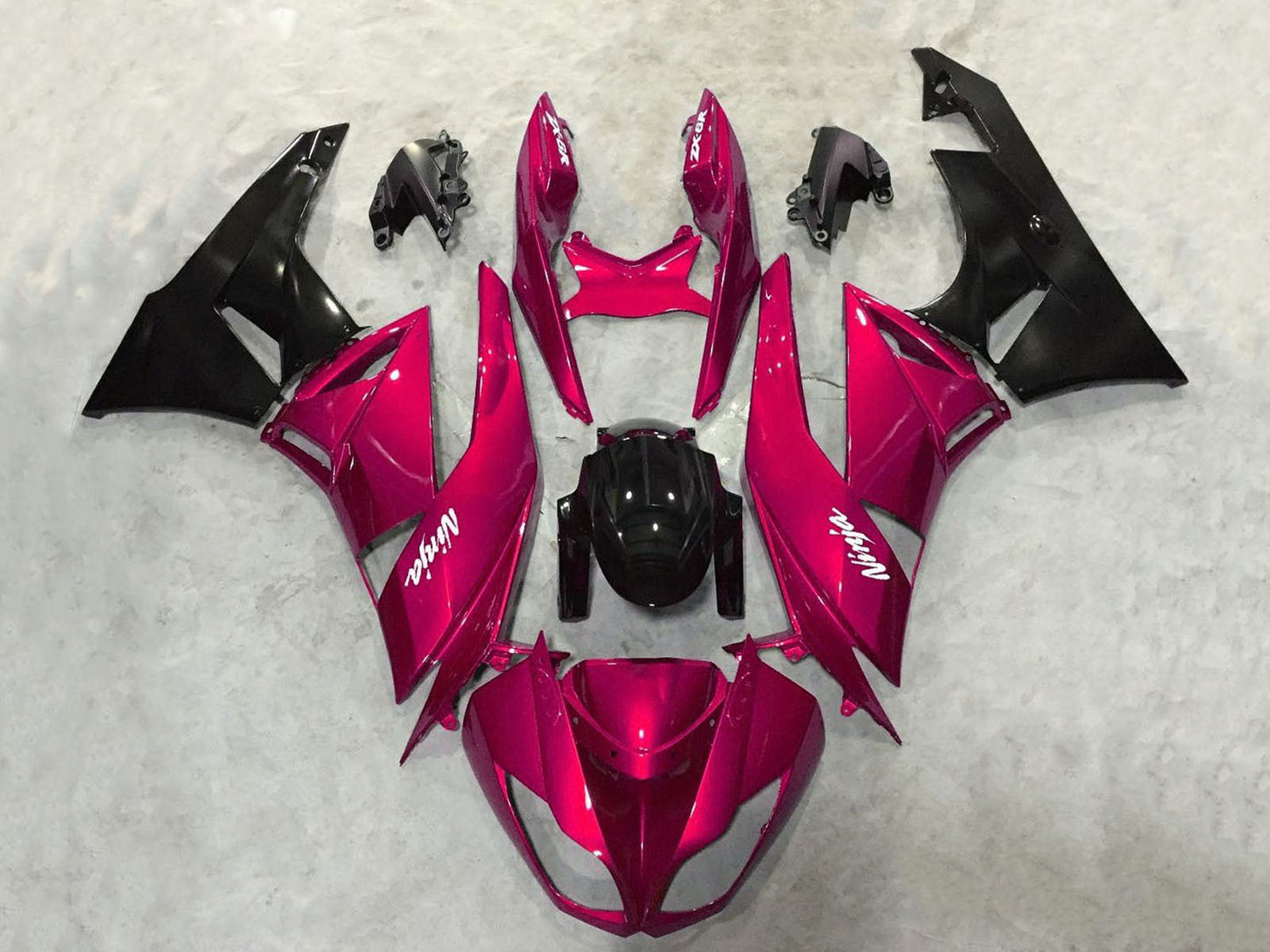 2009-2012 Candy Red Black Kawasaki ZX6R 636 Fairing Kit