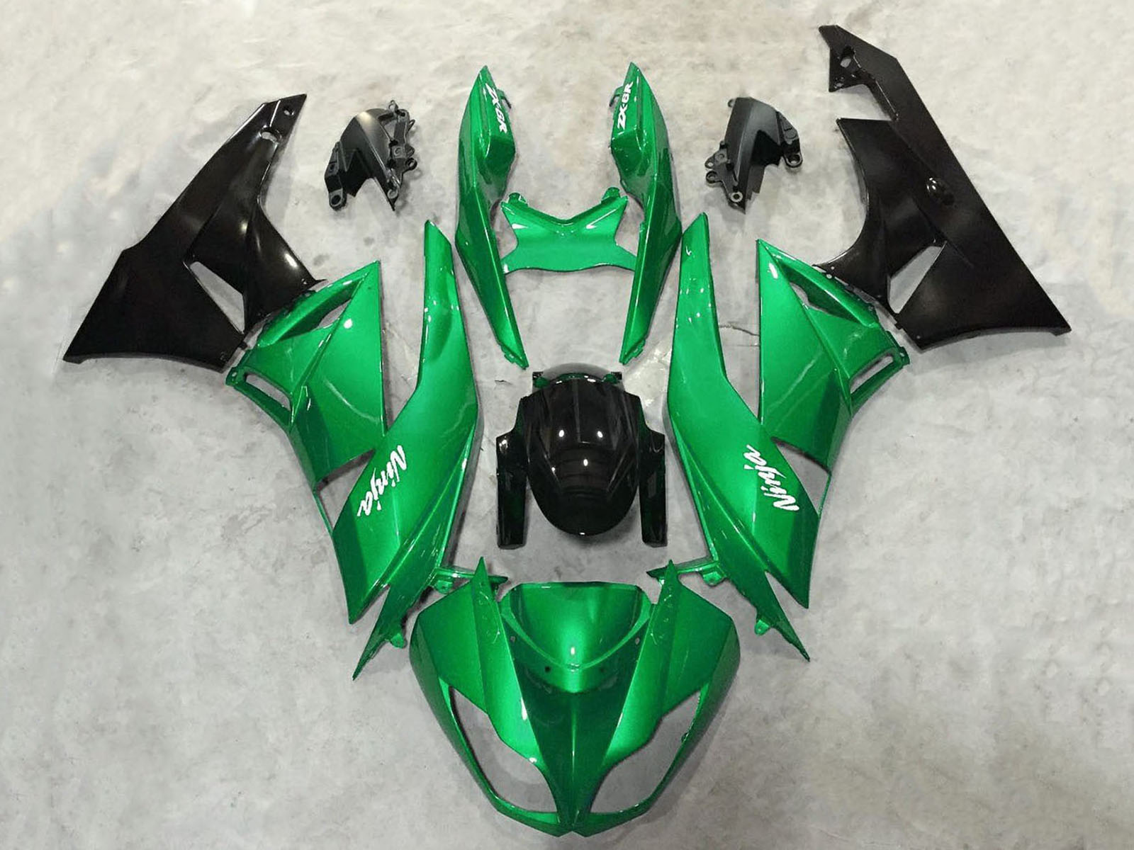 2009-2012 Green Black Kawasaki ZX6R 636 Fairing Kit