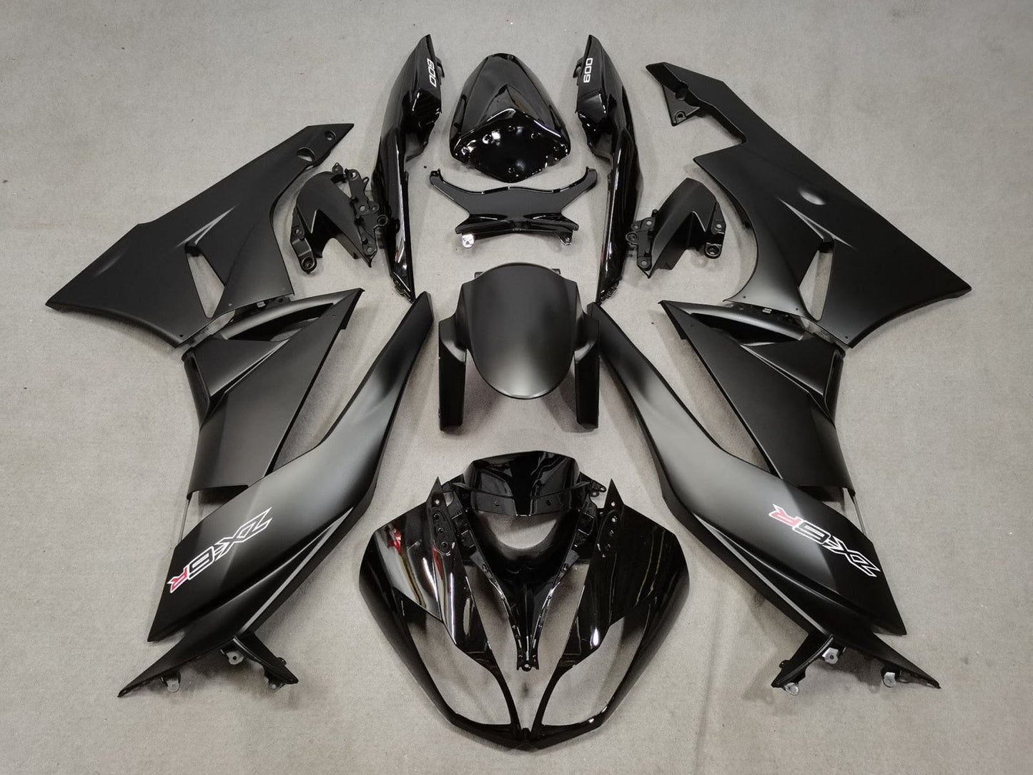 2009-2012 Matte Black Glossy Black White Red Kawasaki ZX6R 636 Fairing Kit