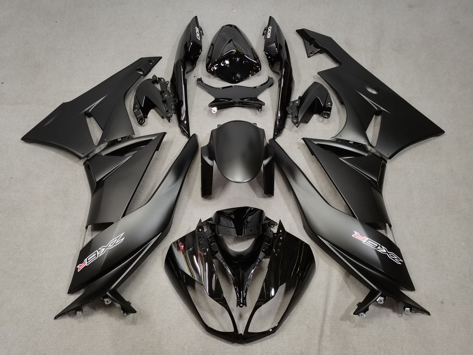 2009-2012 Matte Black Glossy Black White Red Kawasaki ZX6R 636 Fairing Kit
