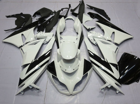 2009-2012 White Black Kawasaki ZX6R 636 Fairing Kit