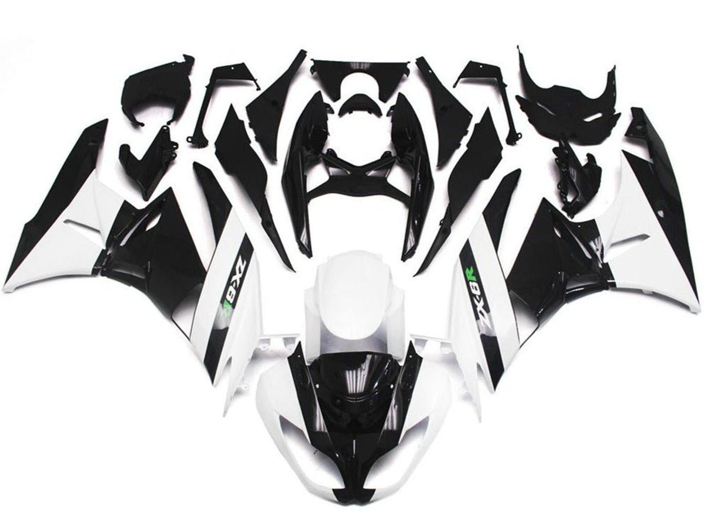 2009-2012 White Black Kawasaki ZX6R 636 Fairing Kit