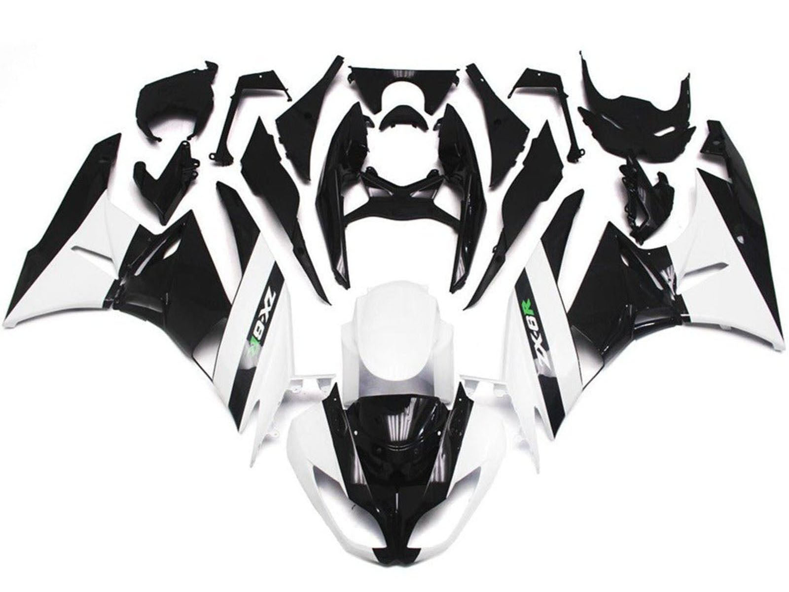 2009-2012 White Black Kawasaki ZX6R 636 Fairing Kit