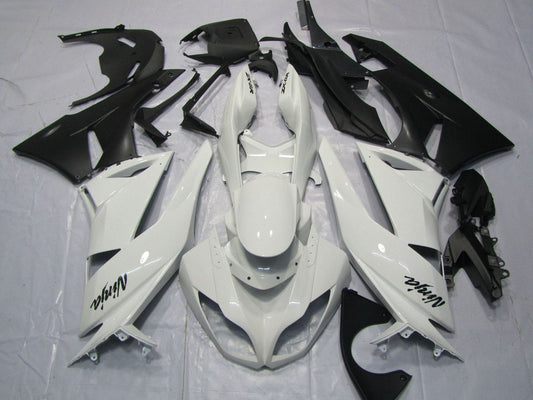 2009-2012 White Matte Black Kawasaki ZX6R 636 Fairing Kit