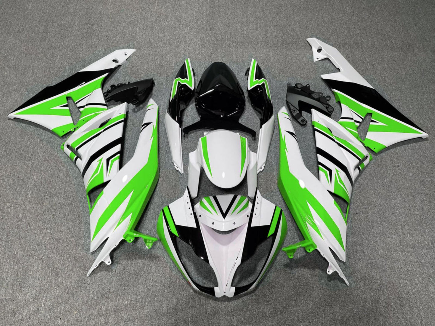 2009-2012 White Green Black Kawasaki ZX6R 636 Fairings Fairing Kit