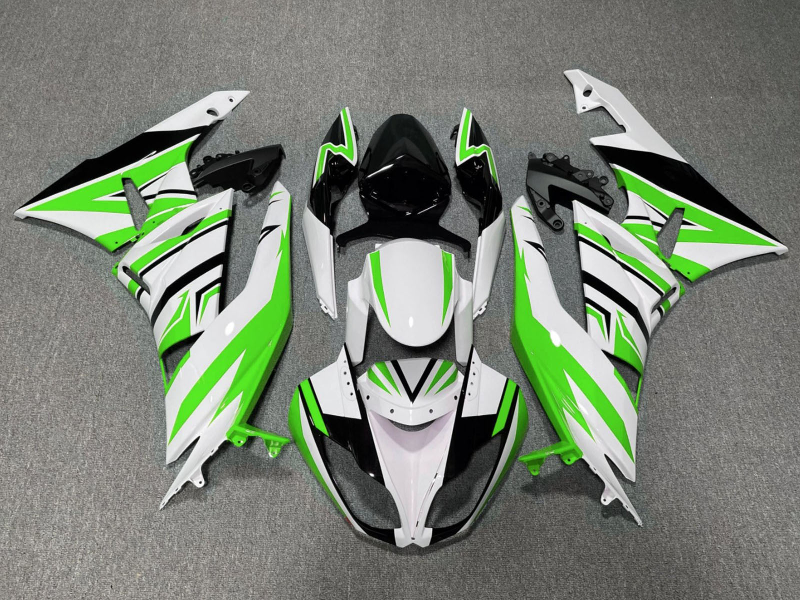 2009-2012 White Green Black Kawasaki ZX6R 636 Fairings Fairing Kit