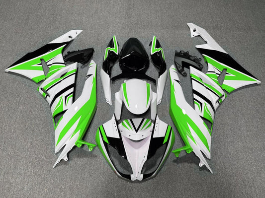 2009-2012 White Green Black Kawasaki ZX6R 636 Fairings Fairing Kit