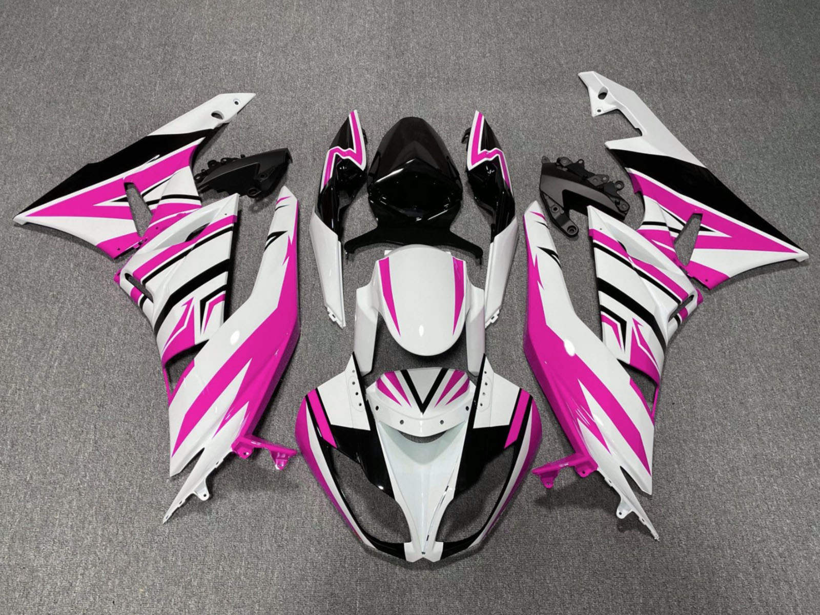 2009-2012 White Pink Black Kawasaki ZX6R 636 Fairing Kit