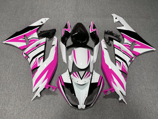 2009-2012 White Pink Black Kawasaki ZX6R 636 Fairing Kit