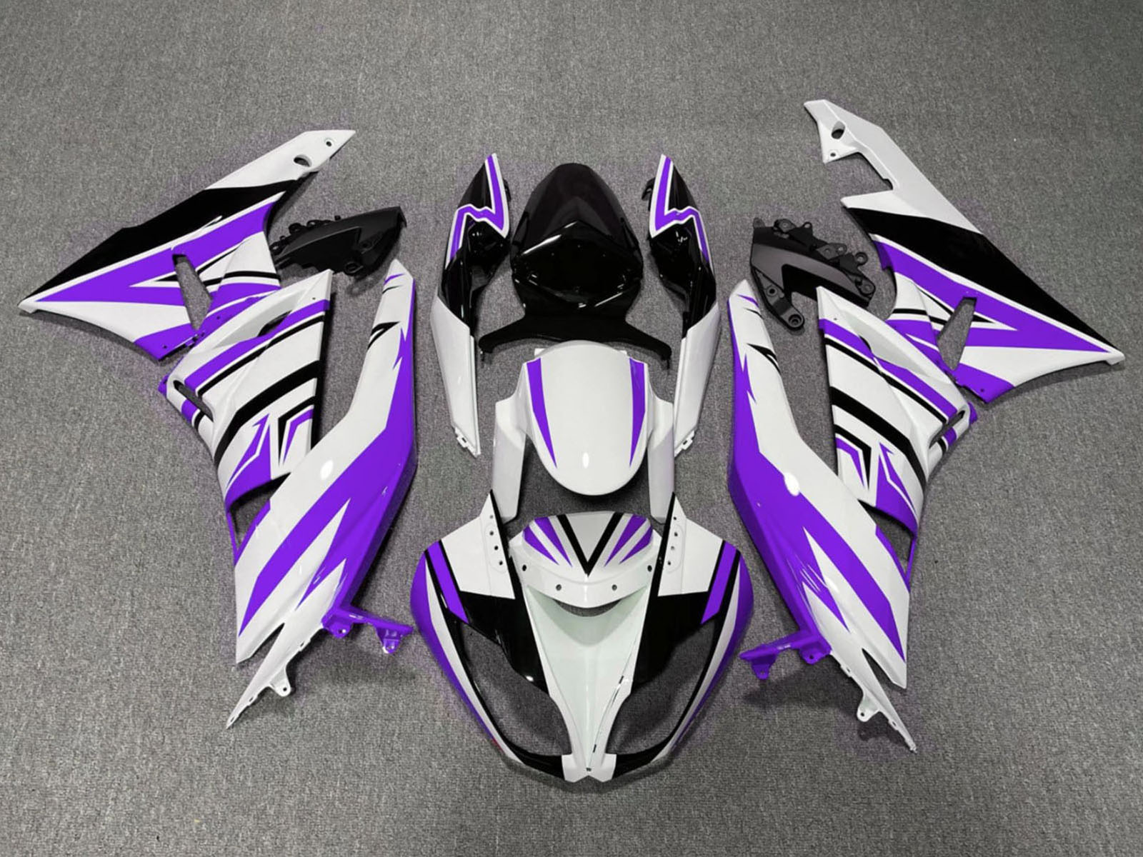 2009-2012 White Purple Black Kawasaki ZX6R 636 Fairings Fairing Kit