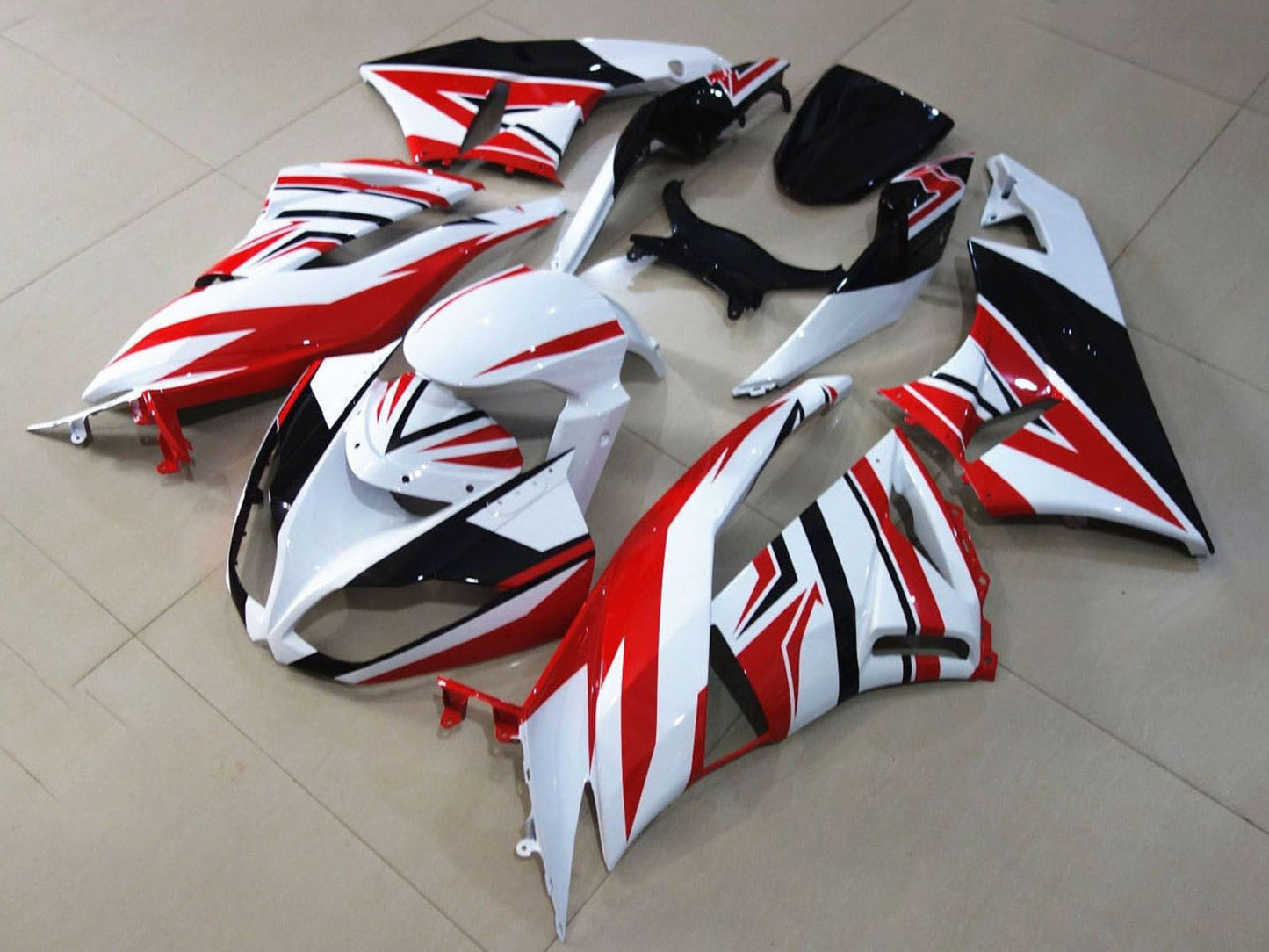 2009-2012 White Red Black Kawasaki ZX6R 636 Fairing Kit