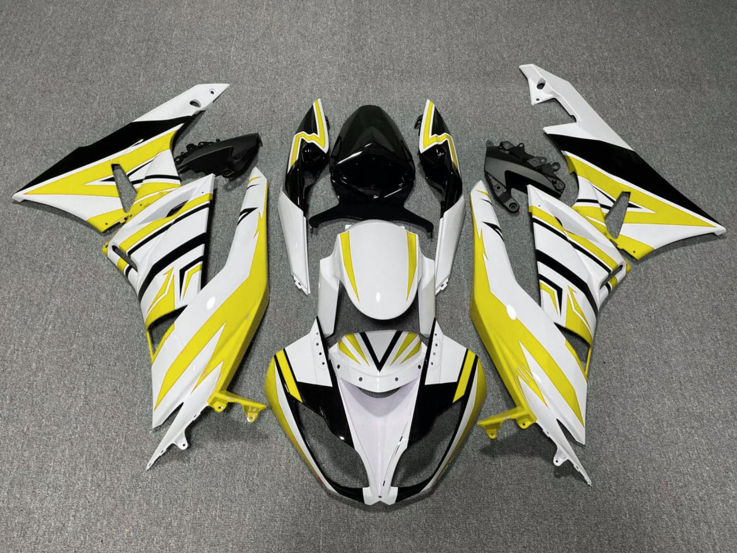 2009-2012 White Yellow Black Kawasaki ZX6R 636 Fairing Kit