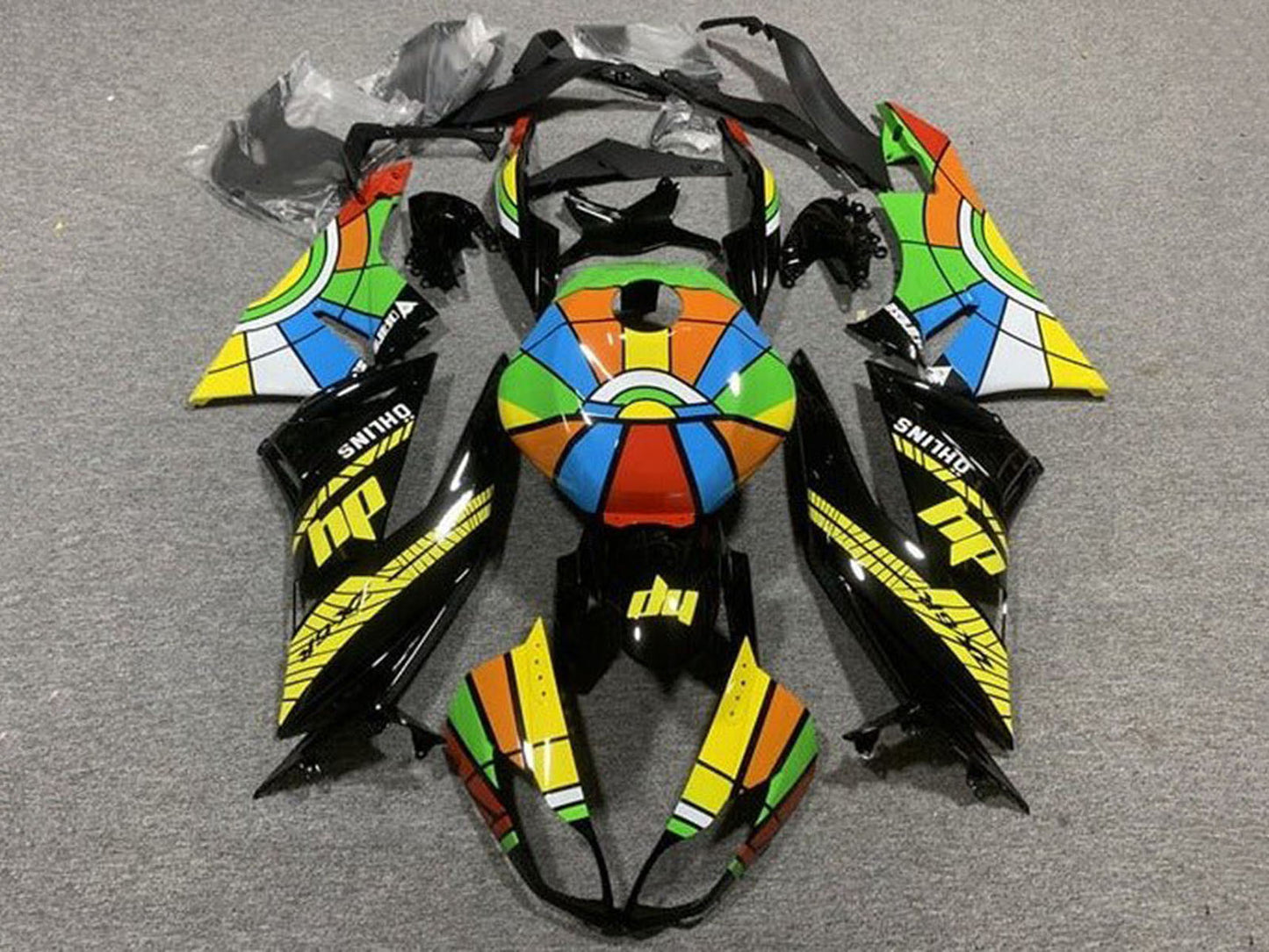 2009-2012 Black Multicolor Kawasaki ZX6R 636 Fairing Kit