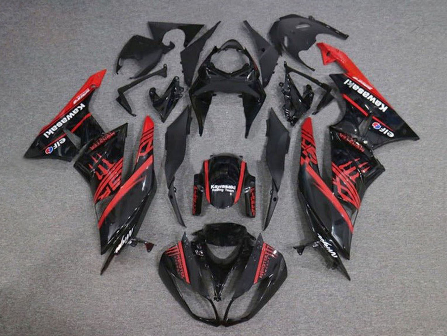 2009-2012 Black Red Monster Kawasaki ZX6R 636 Fairing Kit