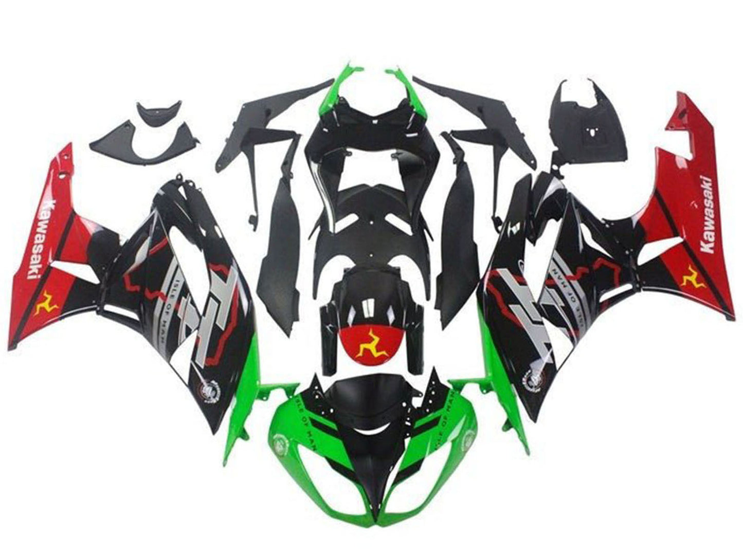 2009-2012 Black Red White Green Kawasaki ZX6R 636 Fairing Kit
