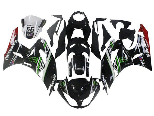 2009-2012 Black White Green Red Elf Kawasaki ZX6R 636 Fairing Kit