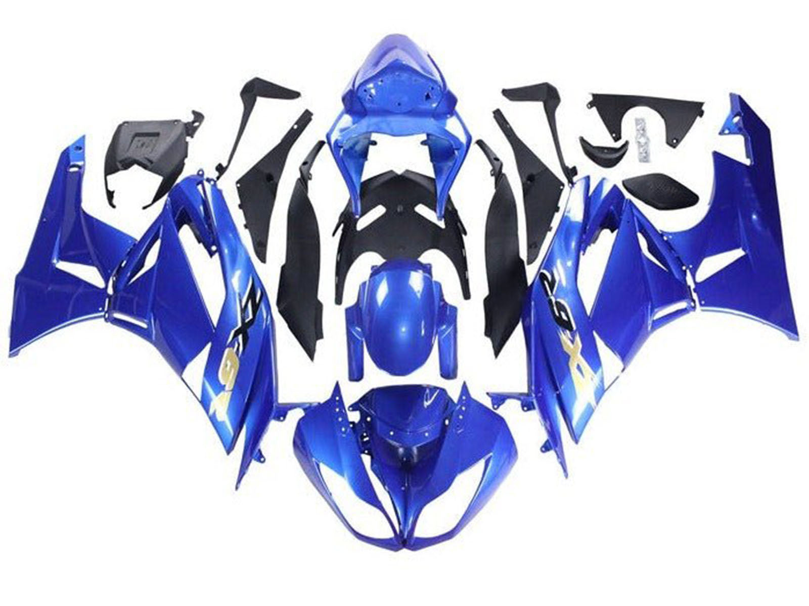 2009-2012 Blue Black Gold Kawasaki ZX6R 636 Fairing Kit