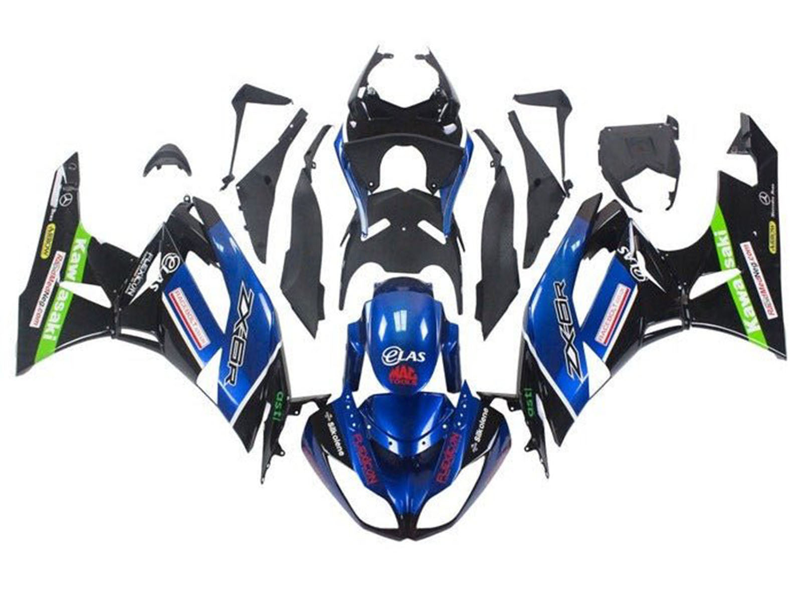 2009-2012 Blue Black Green Kawasaki ZX6R 636 Fairing Kit