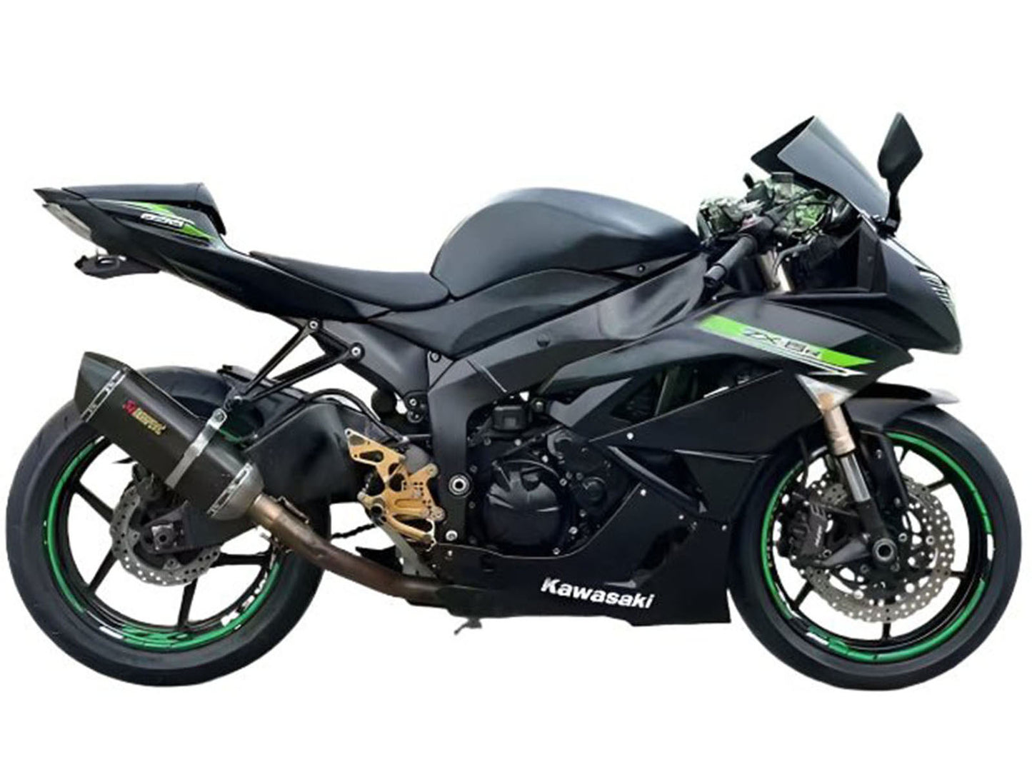 2009-2012 Matte Black Green Kawasaki ZX6R 636 Fairing Kit