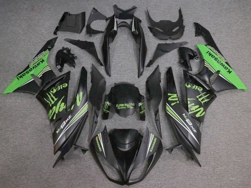 Purchase 2009-2012 Matte Black Green Monster Kawasaki ZX6R Motorcycle Fairings UK