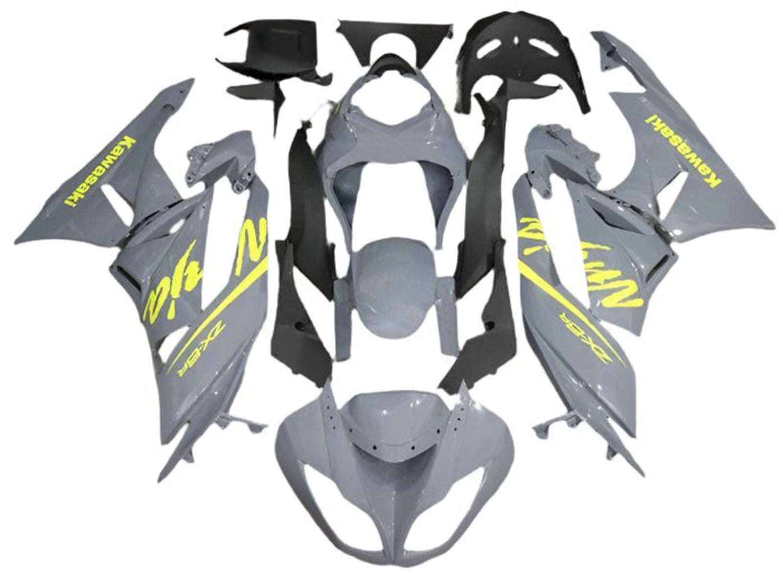 2009-2012 Nardo Grey Yellow Kawasaki ZX6R 636 Fairing Kit