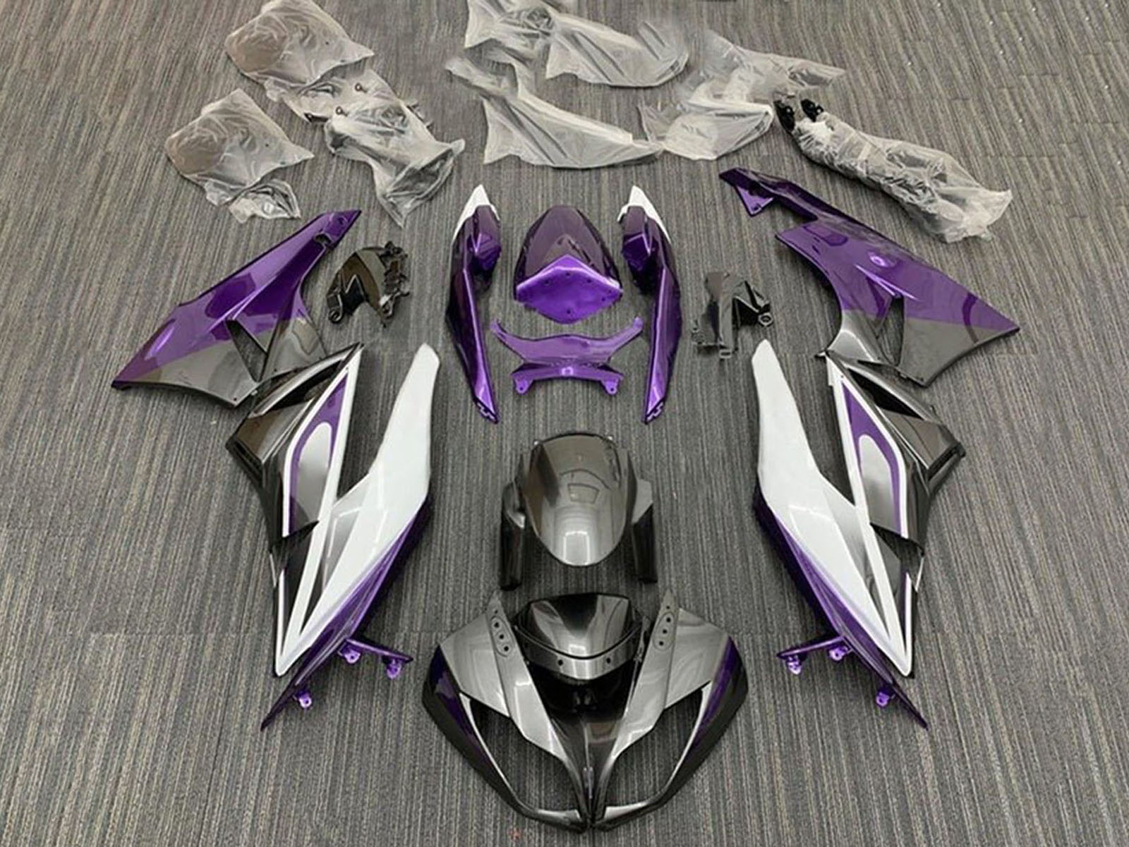 2009-2012 Purple Grey White Kawasaki ZX6R 636 Fairing Kit