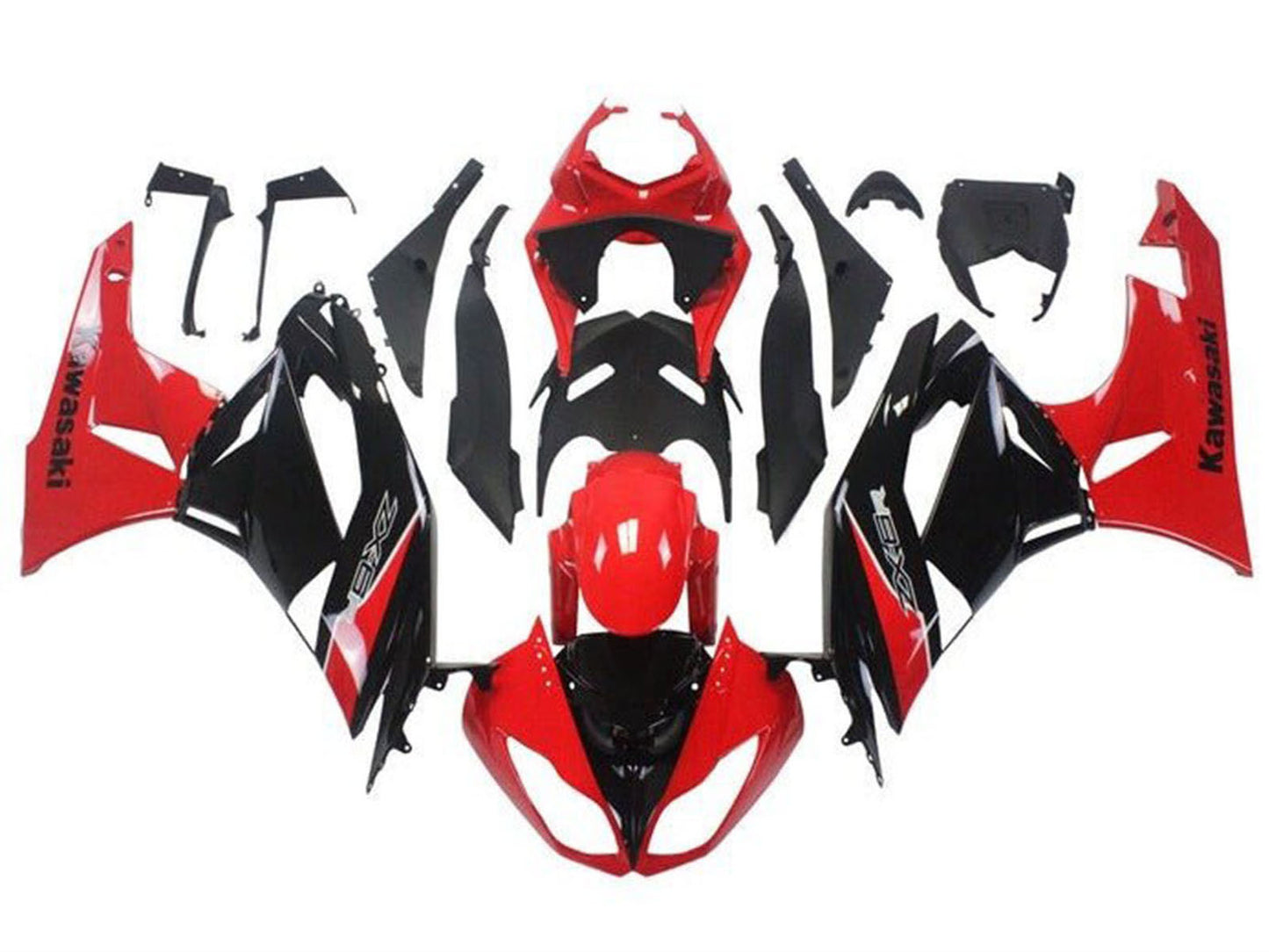 2009-2012 Red Black White Kawasaki ZX6R 636 Fairing Kit