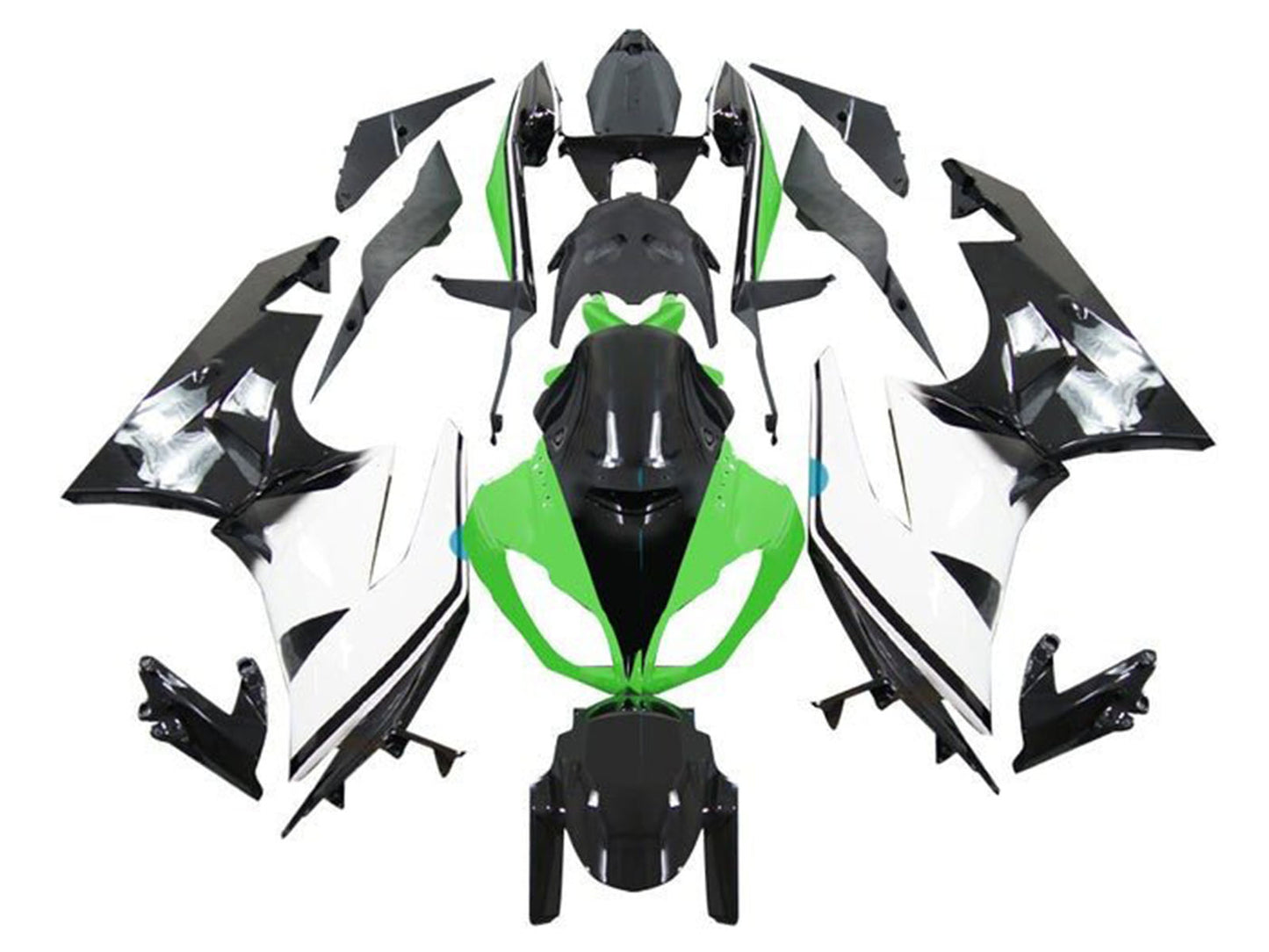 2009-2012 White Black Green Kawasaki ZX6R 636 Fairing Kit