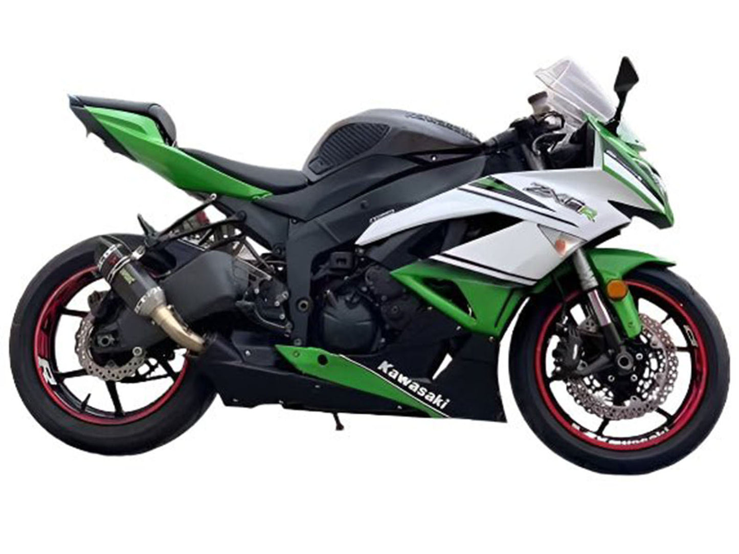 2009-2012 White Green Black Kawasaki ZX6R 636 Fairing Kit