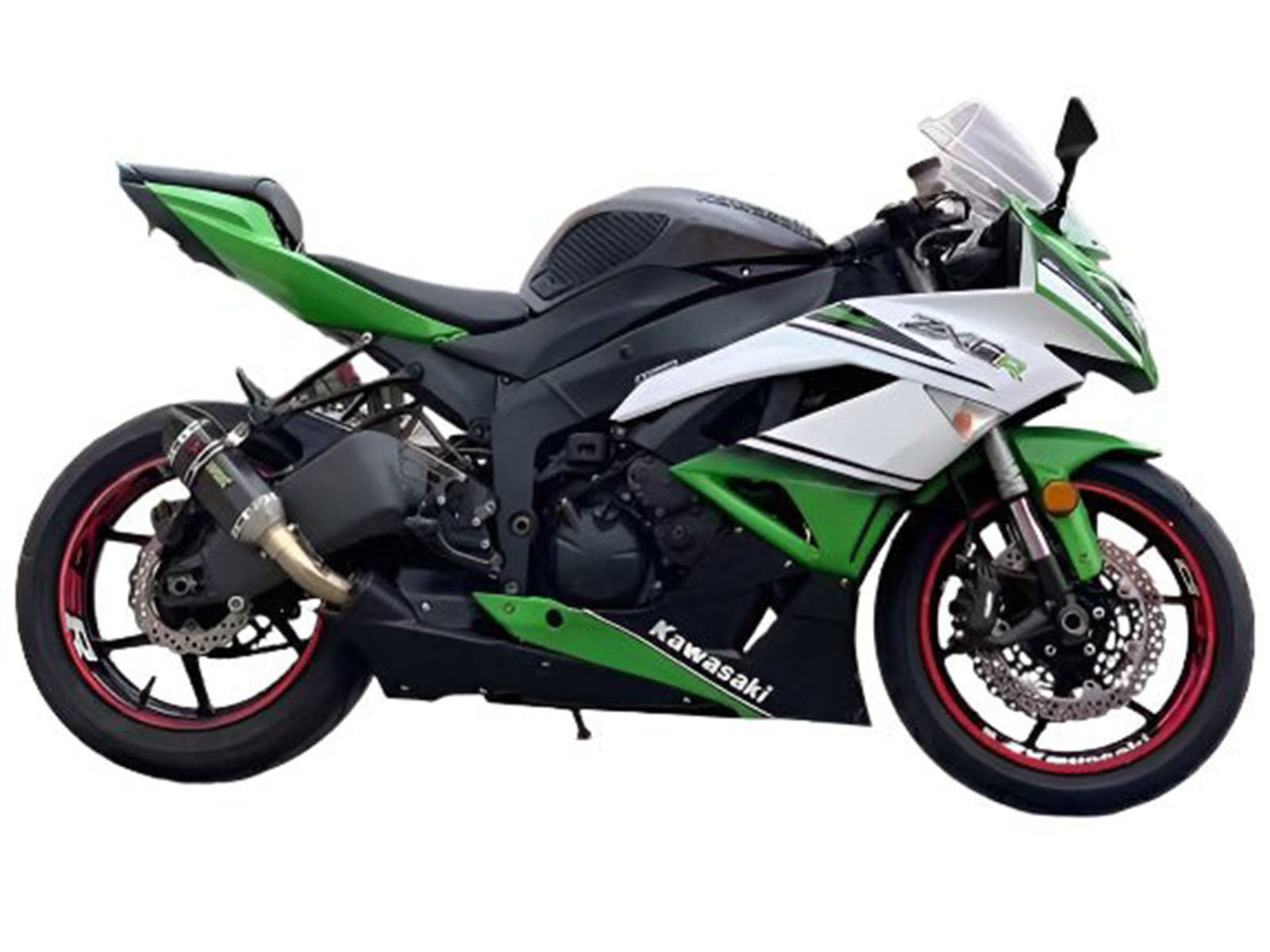 2009-2012 White Green Black Kawasaki ZX6R 636 Fairing Kit