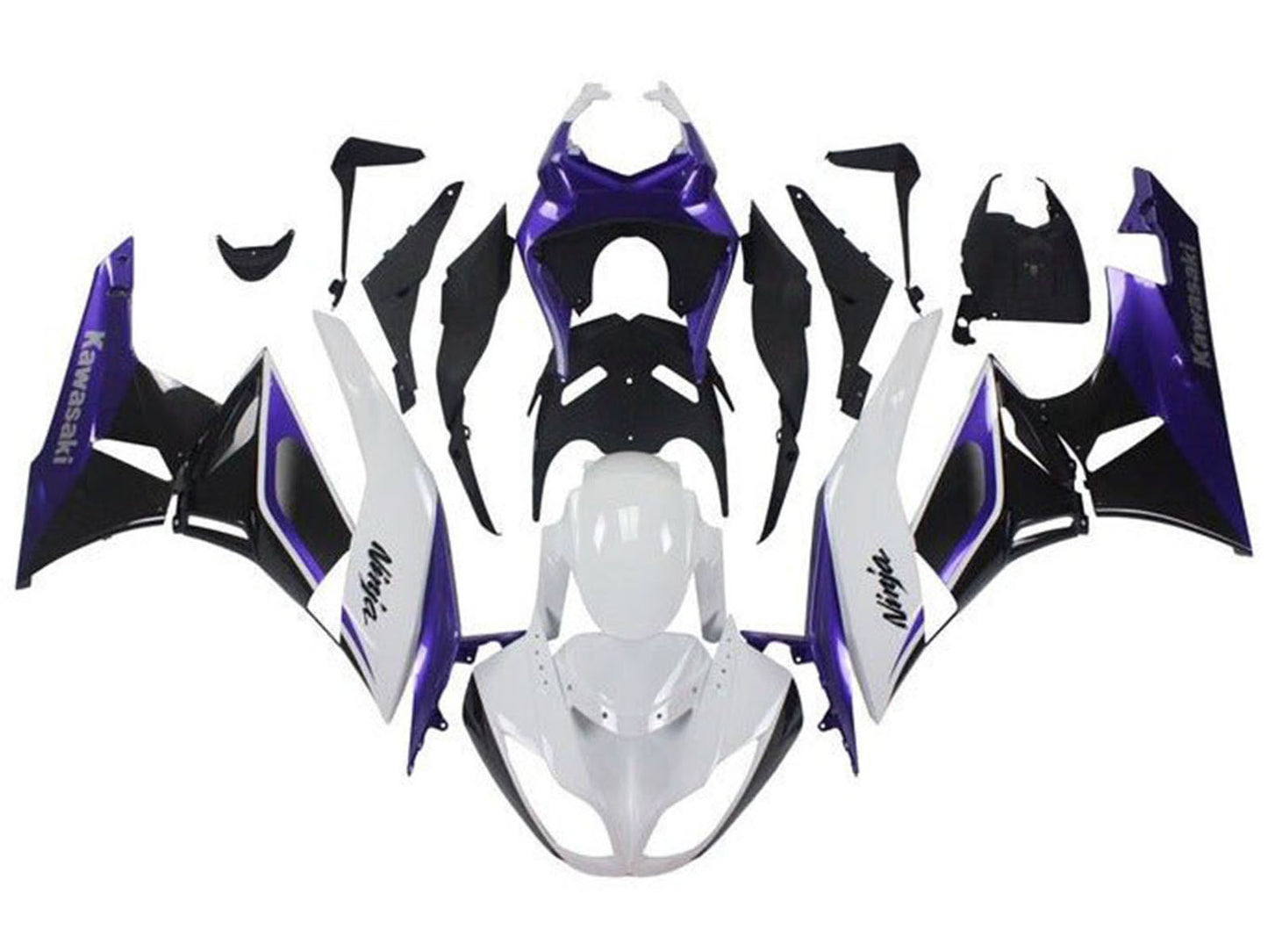 2009-2012 White Purple Black Kawasaki ZX6R 636 Fairing Kit