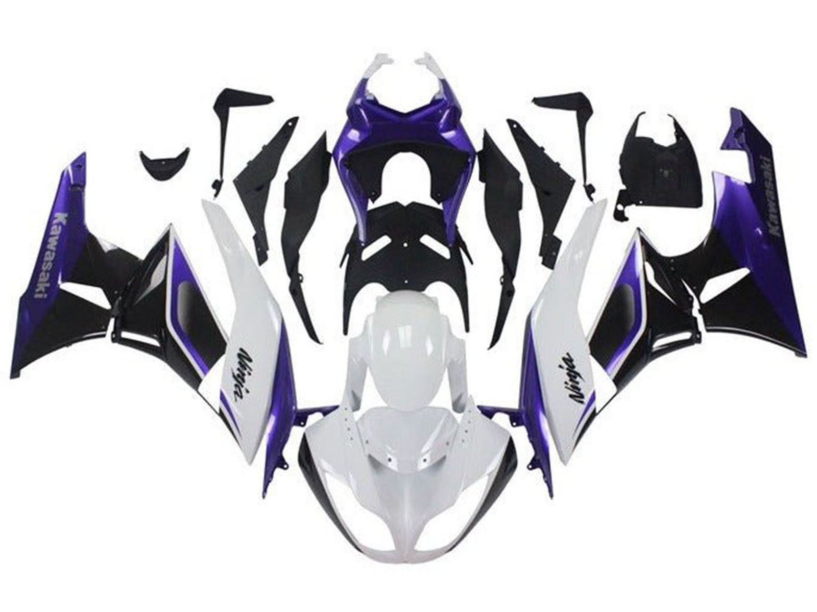2009-2012 White Purple Black Kawasaki ZX6R 636 Fairing Kit