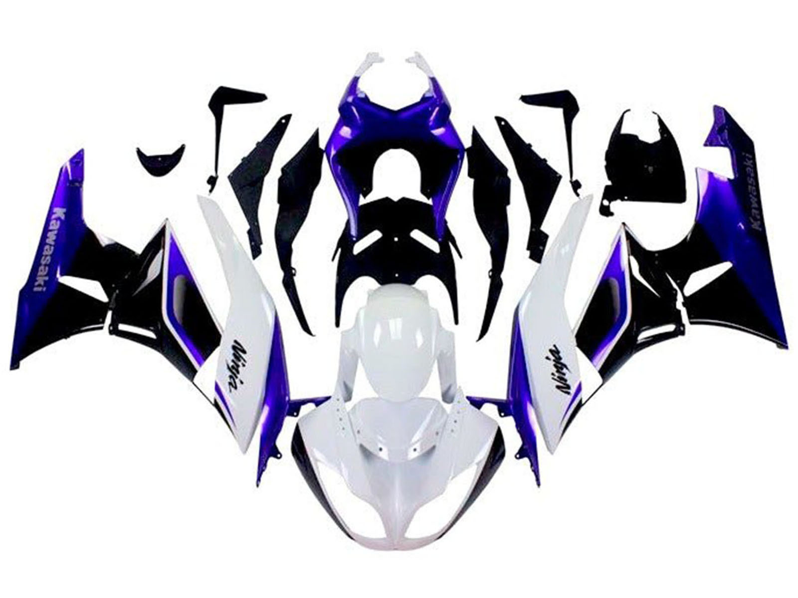 2009-2012 White Royal Blue Black Kawasaki ZX6R 636 Fairing Kit