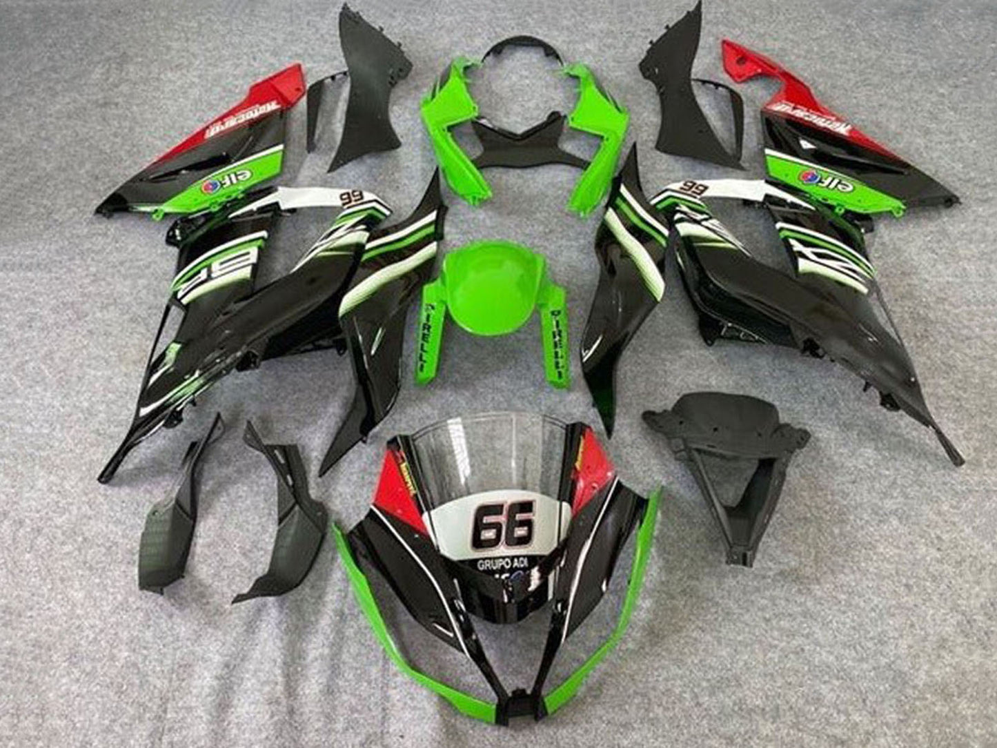 2013-2018 Green Black White Red Elf Kawasaki ZX6R 636 Fairing Kit