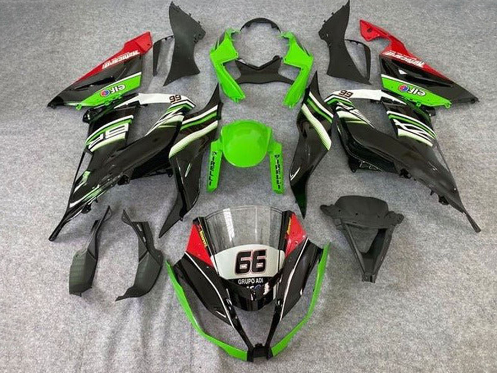 2013-2018 Green Black White Red Elf Kawasaki ZX6R 636 Fairing Kit