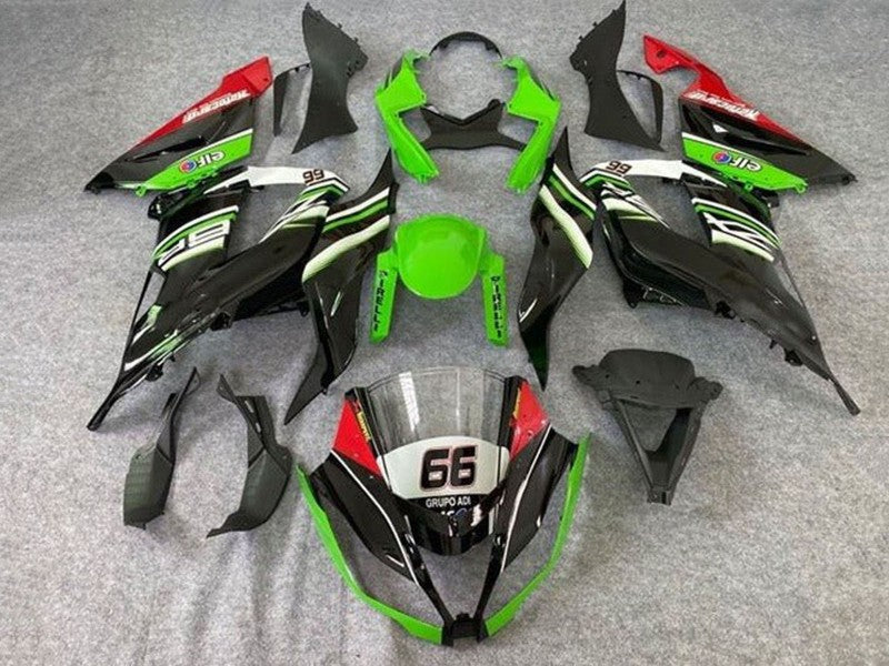 Purchase 2013-2018 Green White Black Red Elf 66 Kawasaki ZX6R Motorcycle Fairings UK