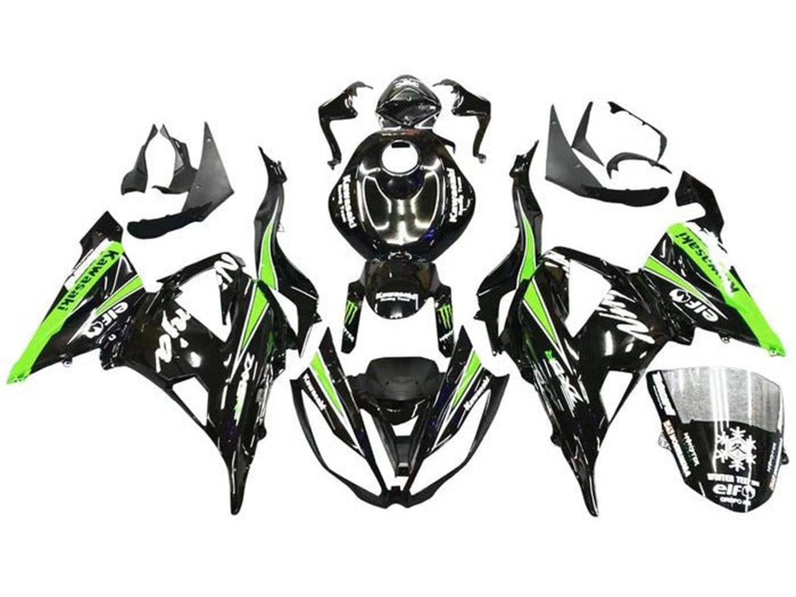 2013-2018 Green Black White Elf Kawasaki ZX6R 636 Fairing Kit