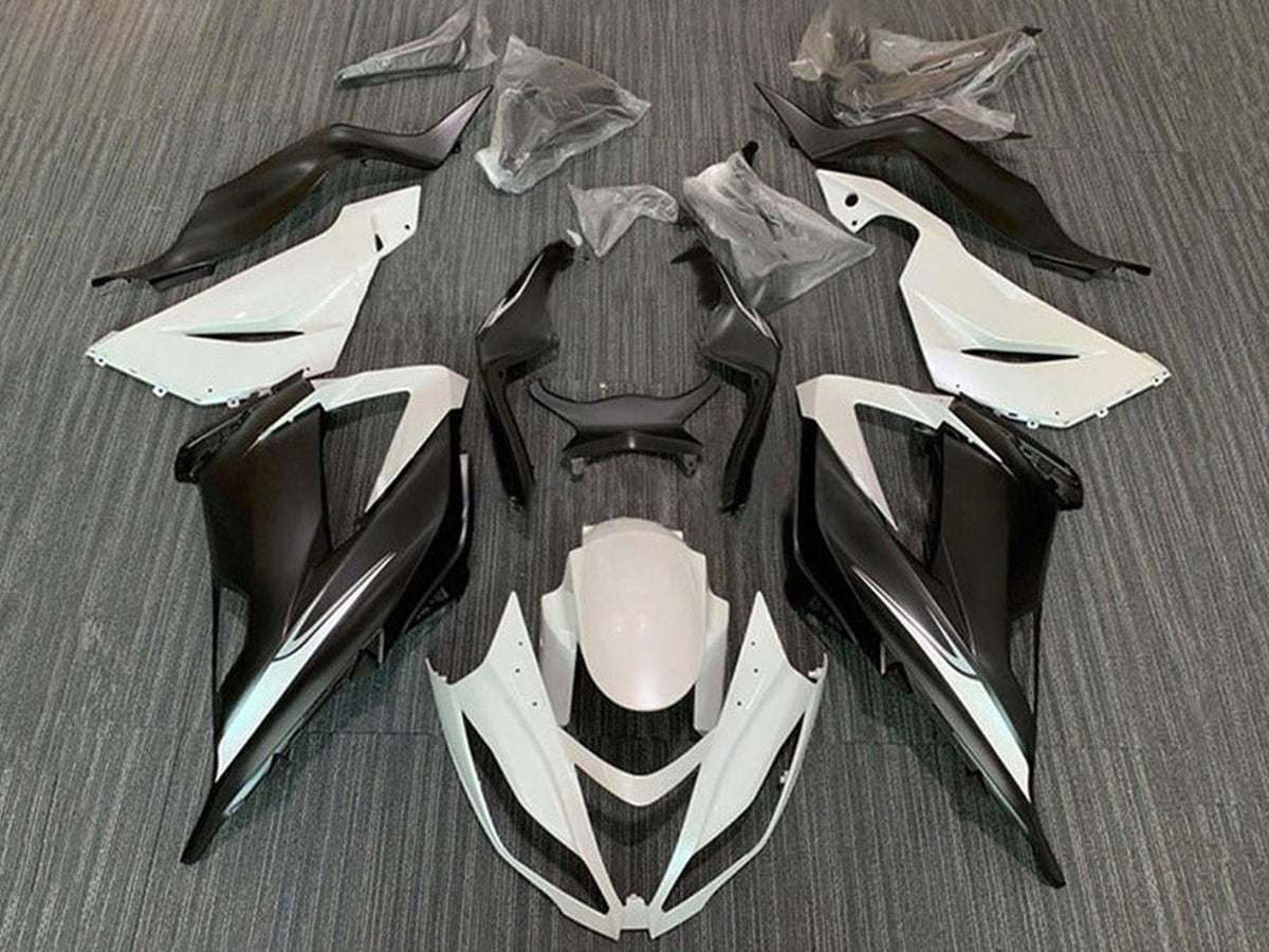 2013-2018 Glossy White Matte Black Kawasaki ZX6R 636 Fairings Fairing Kit