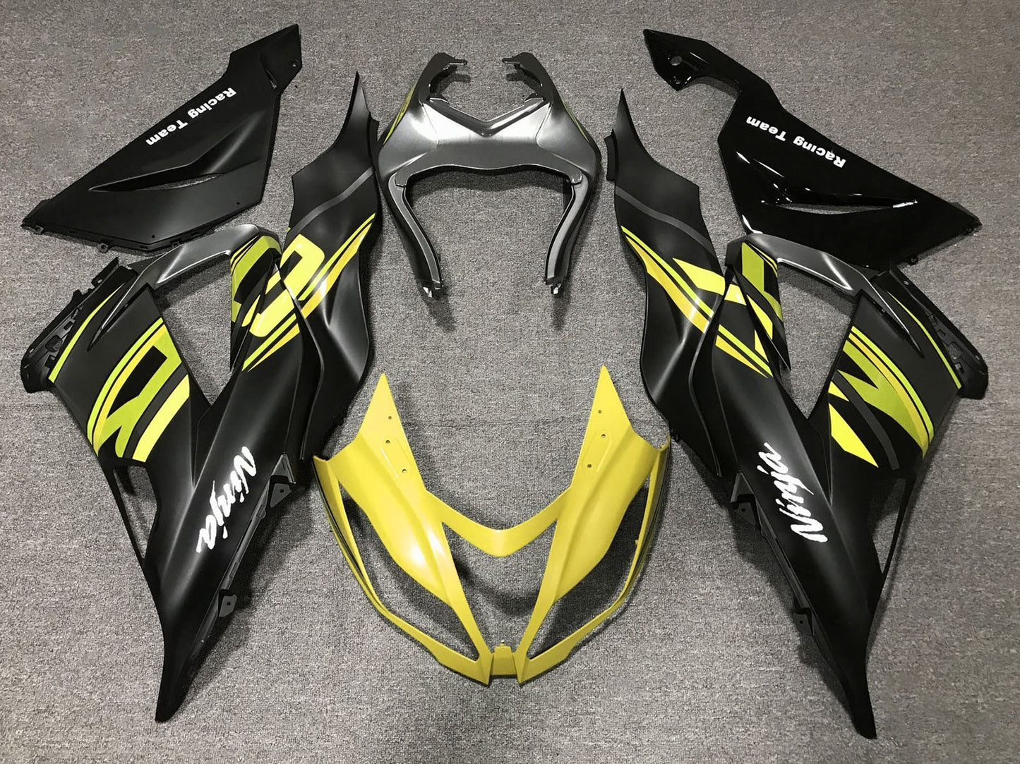 2013-2018 Matte Black Matte Yellow Kawasaki ZX6R 636 Fairing Kit