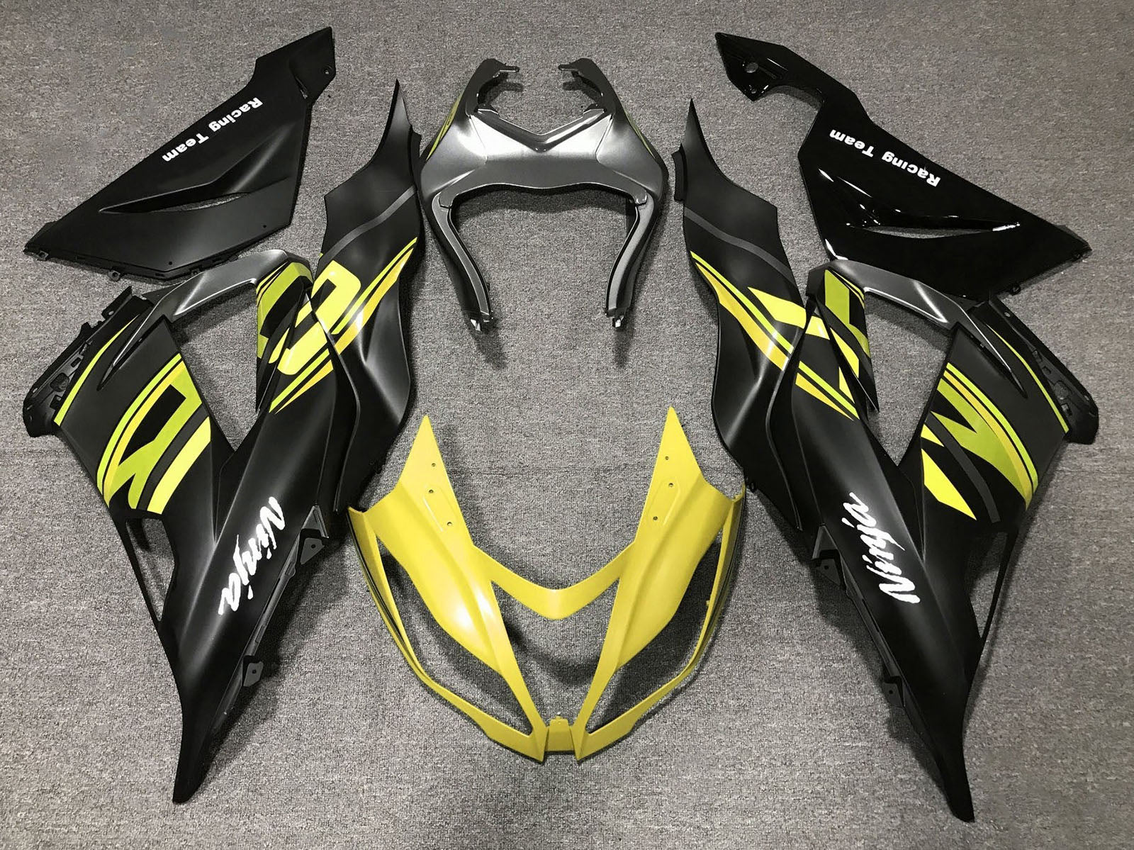 2013-2018 Matte Black Matte Yellow Kawasaki ZX6R 636 Fairing Kit