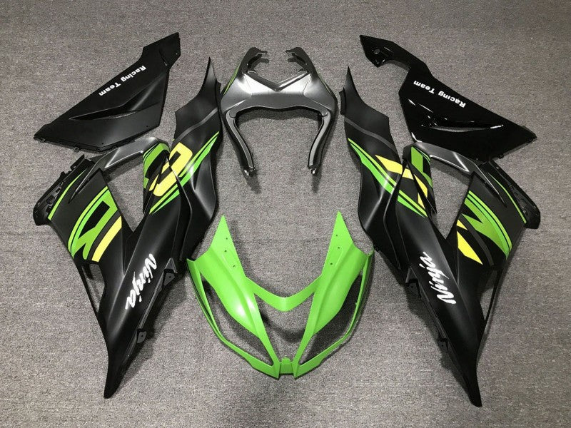 Purchase 2013-2018 Matte Black Green Yellow Kawasaki ZX6R Motorcycle Fairings UK