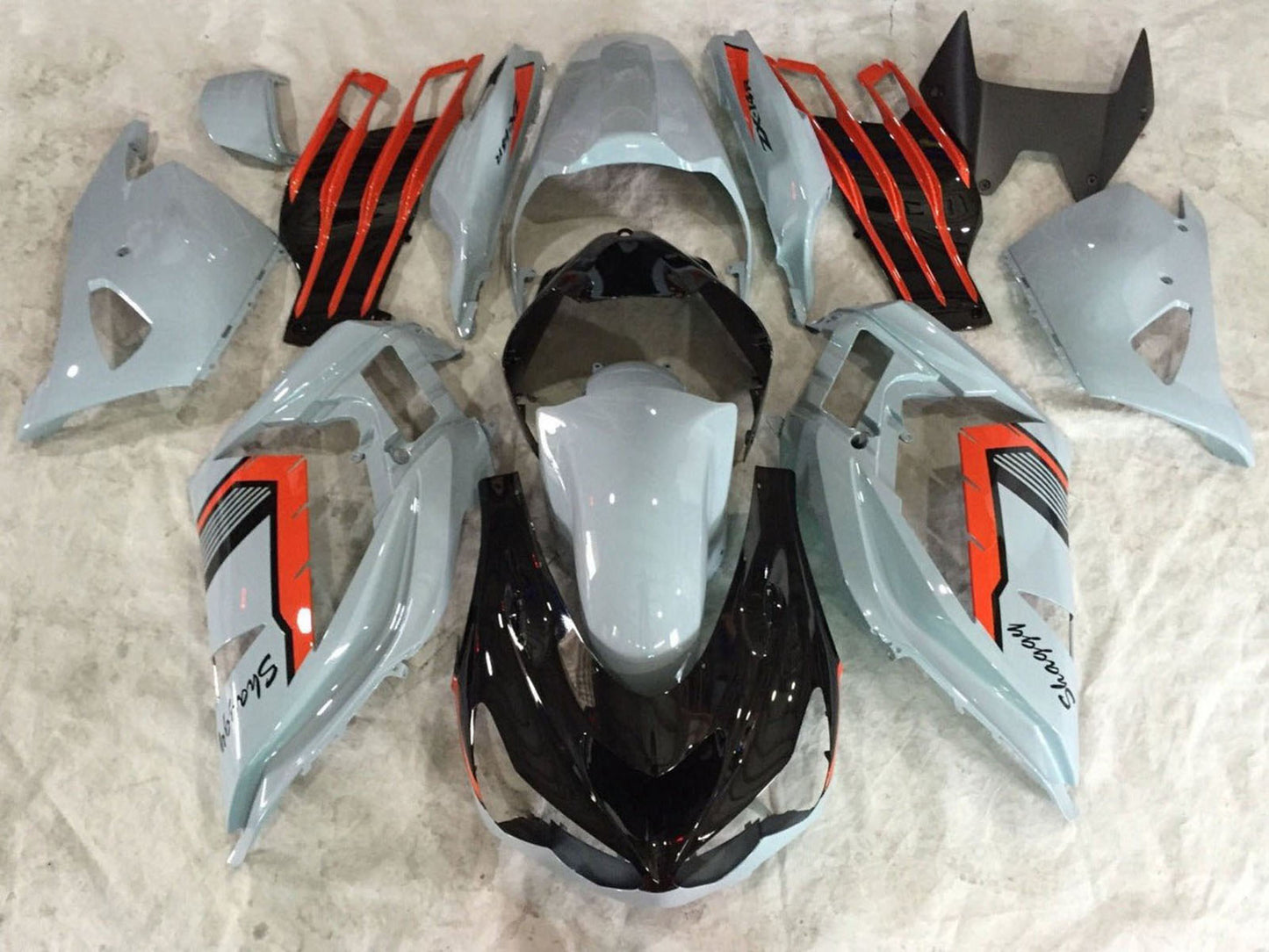 2013-2018 Nardo Grey Black Red Kawasaki ZX6R 636 Fairing Kit
