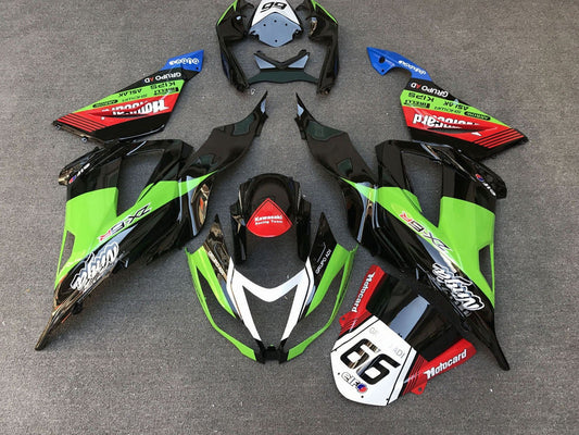 2013-2018 Black Green Red White 66 Kawasaki ZX6R 636 Fairing Kit
