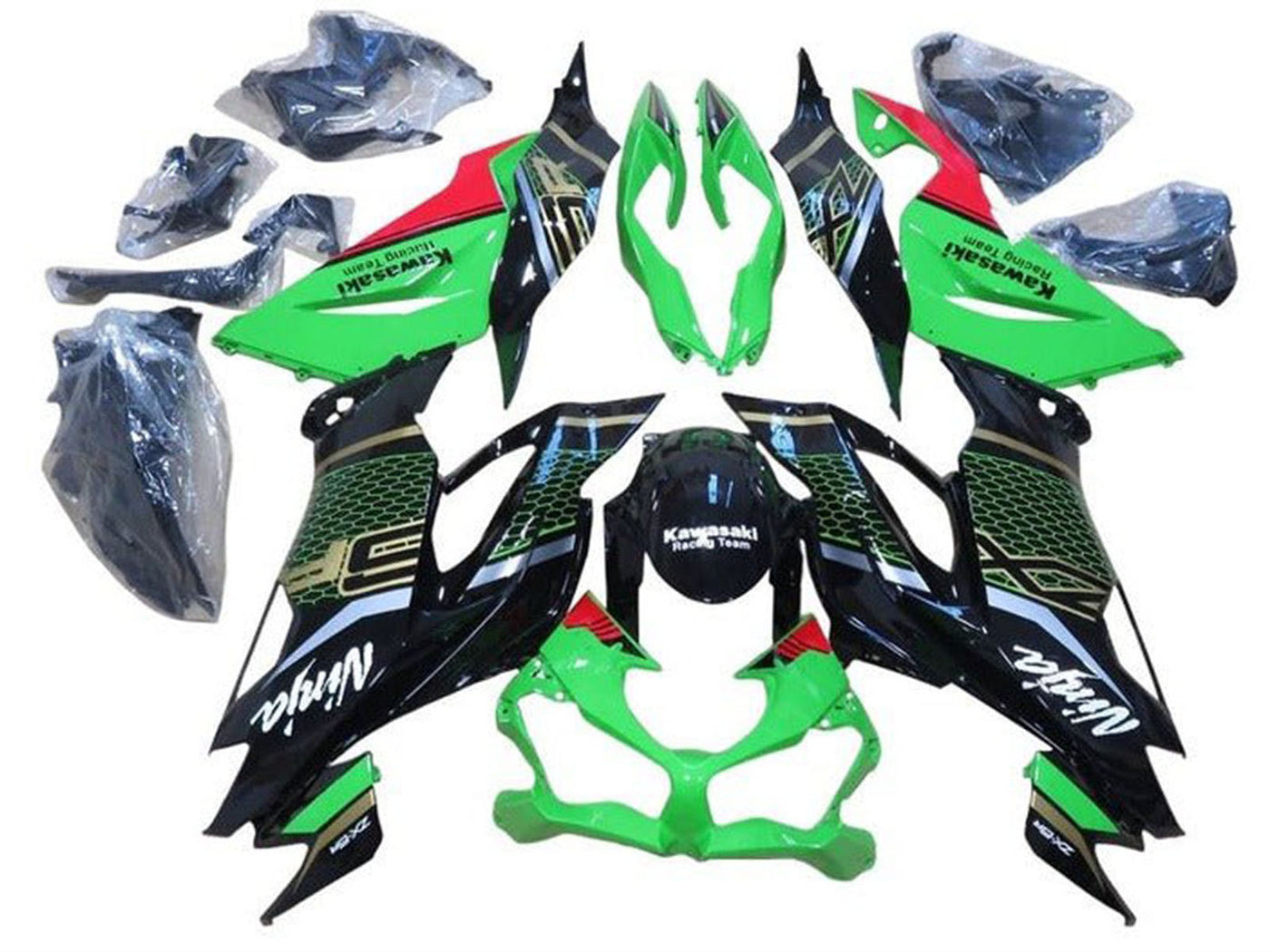 2019-2022 Green Black Gold Red Kawasaki ZX6R 636 Fairing Kit