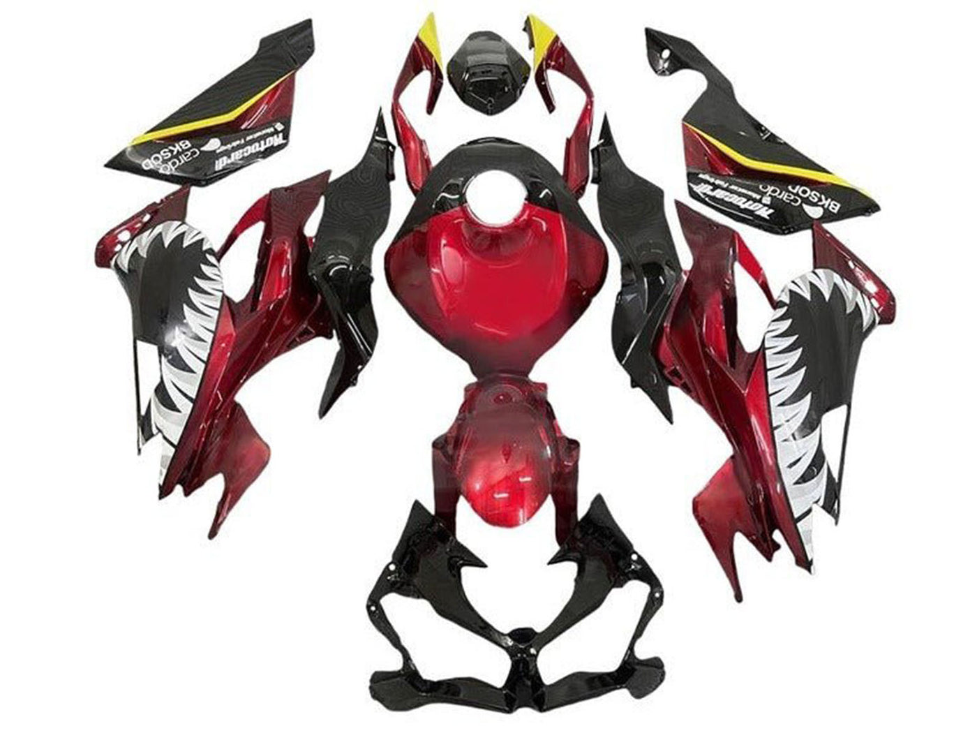 2019-2022 Dark Red Black White Shark Kawasaki ZX6R 636 Fairing Kit